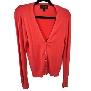 Truth Cardigan Women's L Coral Fall Color Minimalist Preppy Soft Halloween Prep